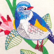 Ilustrando con hilo y aguja: Blue Bird. Un projet de Illustration traditionnelle , et Artisanat de Omaira Vaquero - 03.01.2018