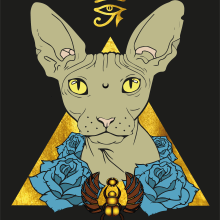 Ilustracion digital Nefertiti-Sphynx Cat. Un proyecto de Ilustración vectorial de Cristina Rodríguez Gómez - 10.01.2018