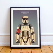 Diseño de póster sobre la pelicula Star Wars: Rogue one. Design, Traditional illustration, Graphic Design, and Vector Illustration project by Javi Rodríguez - 01.16.2018