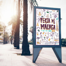 Propuesta cartel Feria de Málaga 2017. Traditional illustration, and Graphic Design project by Marina Malmar - 08.10.2017