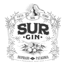 SUR GIN. Design, Illustration, Packaging, and Lettering project by Diego Giaccone - 01.24.2018