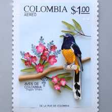 Sello postal de Colombia . Traditional illustration, Character Design, Arts, Crafts, Editorial Design, Fine Arts, L, scape Architecture, and Paper Craft project by Diana Beltran Herrera - 01.30.2018
