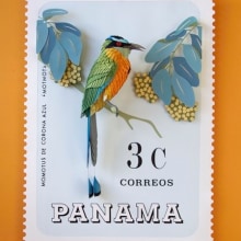 Sello postal Panama . Traditional illustration, Character Design, Editorial Design, Fine Arts, L, scape Architecture, and Paper Craft project by Diana Beltran Herrera - 01.30.2018