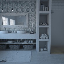 Interior de un baño. 3D, Arquitetura, Arquitetura de interiores, e Design de interiores projeto de Albert Palet - 02.02.2018