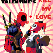 Harley Quinn y Deadpool San Valentin. Design, Comic, TV, and Character Animation project by Alexandra Vallenilla - 02.10.2017