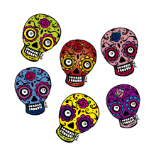 Mexican Skulls. Traditional illustration project by Noe Tihista - 02.07.2018
