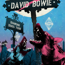 Diamond Dogs: Cartel homenaje David Bowie. Un proyecto de Diseño e Ilustración de Oscar Giménez - 16.02.2018