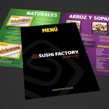 Menú Restaurant Sushi Factory 2014. Un proyecto de Diseño gráfico de Paola Villegas - 21.02.2018
