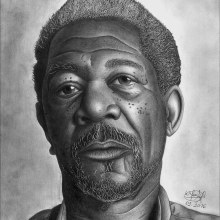 Morgan Freeman. Ilustração tradicional projeto de Wilson Angulo - 28.02.2018