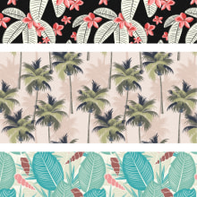Patrones tropicales. Traditional illustration, Pattern Design, and Vector Illustration project by Ana Sansó - 03.02.2018