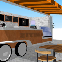RITUAL Cafetería Food truck // Propuestas en 3D. Een project van 3D van Camila Arancibia Manríquez - 08.03.2018