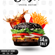 Black Burger. Design, Cooking, and Graphic Design project by Sergis Ribeiro Da Silva - 03.01.2018