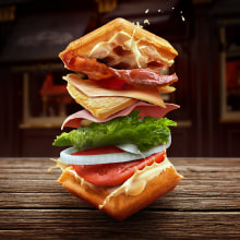 Waffle sandwich. Un proyecto de Ilustración tradicional, Dirección de arte, VFX y Retoque fotográfico de Mario Olvera - 09.03.2018