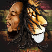 Lion Marley. Design, Traditional illustration, Graphic Design, Multimedia, and Vector Illustration project by tinn9212 - 03.09.2018