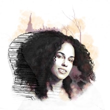 'Alicia'. Proyecto del curso: Retrato ilustrado con Photoshop. Un proyecto de Ilustración tradicional, Dirección de arte y Diseño gráfico de Raquel Casilda - 13.03.2018