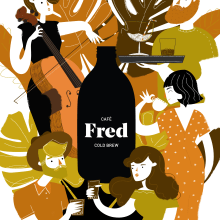 Cartel Café Fred . Un proyecto de Diseño, Ilustración tradicional, Publicidad e Ilustración vectorial de Marta Jiménez - 16.03.2018
