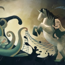 The unicorn an the sea. Un proyecto de Ilustración tradicional de Evelt Yanait - 29.01.2018