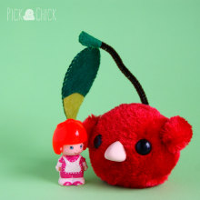 Cherry Bird (Art toy plush). Character Design, Arts, and Crafts project by Marta Alvarez Campillo - 05.31.2017