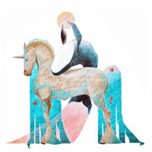 Mi Proyecto del curso: El unicornio y el mar. Traditional illustration project by Sandra Méndez Barrio - 04.22.2018