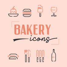 Bakery_icons. Design de ícones projeto de Gisela Barros Cortes - 10.01.2018