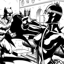Catwoman vs. Batman. Design, Traditional illustration, Animation, Character Design, Fine Arts, Comic, and Digital Illustration project by David Cabeza Ruiz - 04.24.2018