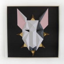 Bull Terrier. Arte 3D en cartón.. Un proyecto de 3D y Papercraft de Antonio Tapias - 29.04.2018