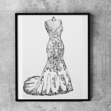 Ilustración del vestido de novia *aniversario de boda*  acuarelas. Traditional illustration, Pencil Drawing, and Drawing project by ralu5625 - 04.30.2018