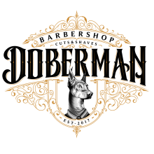 Doberman Barbershop. Projekt z dziedziny Design, Trad, c, jna ilustracja, T, pografia, T i pografia użytkownika Havi Cruz - 10.05.2018