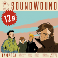 "Soundwound" disco de Lamprea. Design, Ilustração tradicional, Design de personagens, Comic, Design de cartaz e Ilustração digital projeto de Miguel Cuba Taboada - 15.05.2015
