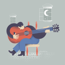 Guitar song. Ilustração tradicional, e Design gráfico projeto de Fran Torres - 19.05.2018