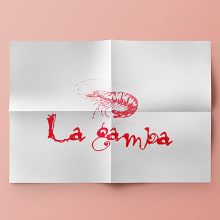La Gamba restaurante. Un proyecto de Diseño, Br, ing e Identidad, Diseño gráfico y Diseño de logotipos de Nuria Macià Goñi - 29.05.2018