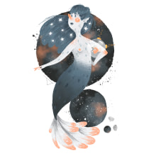La Lune. Illustration project by Anna Escapicua - 06.07.2018