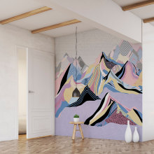 Wallpaper Dream Mountains. Design, Ilustração tradicional, Design de interiores, Paisagismo e Ilustração digital projeto de Rebeca Zarza - 15.06.2018