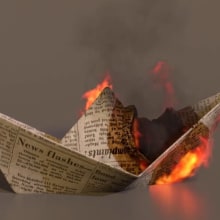 Burning Paper Boat. VFX, and 3D Animation project by Teresa Lozano Pastor - 06.26.2018