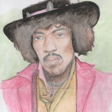 Jimi Hendrix, retrato.. Traditional illustration, Fine Arts, Drawing, and Portrait Illustration project by Marcela Nuñez - 07.14.2018
