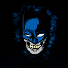 El Caballero Oscuro | Cráneo  Bruce Wayne | Ilustración vectorial para camiseta . Un proyecto de Ilustración tradicional, Diseño de vestuario, Arte urbano, Ilustración vectorial, Dibujo e Ilustración digital de Oscar Otaiza - 16.07.2018