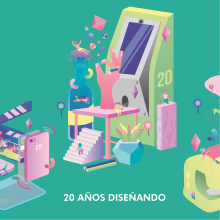 20 Años Diseñando - Escuela de Diseño UniModelo. Un proyecto de Ilustración tradicional, Diseño gráfico, Diseño interactivo, Ilustración vectorial e Ilustración digital de Julio Ruiz - 15.01.2018