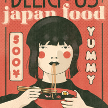 "Japan Food" ©Hugo Giner 2018.. Design, Ilustração tradicional, Artes plásticas, Design gráfico, Ilustração vetorial e Ilustração digital projeto de Hugo Giner - 24.07.2018