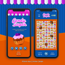 Candy Sugar. Un proyecto de Ilustración tradicional, Programación, UX / UI, Diseño de juegos, Diseño interactivo y Diseño de iconos de Sergio Arteaga - 20.11.2017