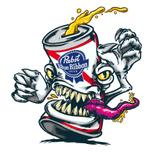 Pabst Blue Ribbon Monstruo Lata. Traditional illustration project by Marcos Cabrera - 07.30.2018