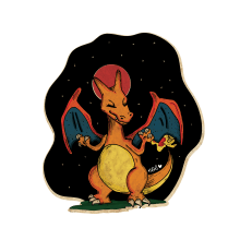 Charizard redmoon. Design, Traditional illustration, Vector Illustration, and Drawing project by Noe Tihista - 08.02.2018