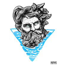 Poseidon. Design, Traditional illustration, Screen Printing, Drawing, and Printing project by Miguel Ángel Fernández Cornejo - 08.17.2018