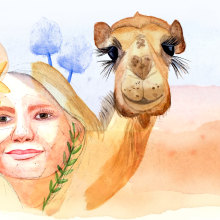 Camel Lady - Mi Proyecto del curso: Retrato ilustrado en acuarela. Un proyecto de Ilustración de retrato de Mari Carmen L G - 22.08.2018