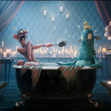 Loch Ness in a Tub. 3D, Design de personagens, Animação de personagens, Animação 3D, e Concept Art projeto de Matias Zadicoff - 29.08.2018