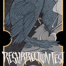 Resurrection Fest T-shirt design. Un proyecto de Ilustración tradicional y Diseño gráfico de Álvaro Cubero González - 05.05.2018