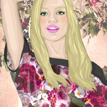 Floral/Blonde. Traditional illustration, Fashion, Vector Illustration, Fashion Design, and Digital Illustration project by Carla Schirillo - 09.04.2018