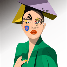 Ilustración- tributo a Kandinsky. Un projet de Illustration traditionnelle, Design graphique, Dessin et Illustration de portrait de Paola Vives Forner - 17.09.2018