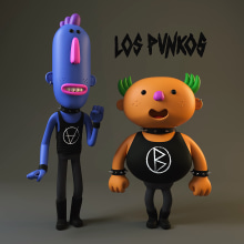 Los PUNKOS. Een project van 3D, Ontwerp van personages, Digitale illustratie,  3D-modellering y 3D-karakterontwerp van Cesar Eclecticbox - 21.09.2018