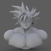 Busto de Goku . Een project van Film, video en televisie, 3D, Ontwerp van personages, Beeldhouwwerk, Speelgoedontwerp,  Creativiteit,  3D-modellering, Videogames y 3D-karakterontwerp van Aarón Ramos Pardal - 26.09.2018