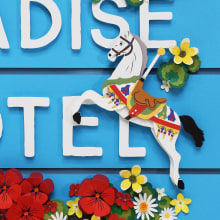Queenie Malone's Paradise Hotel  Ein Projekt aus dem Bereich Traditionelle Illustration, 3D, Verlagsdesign, Collage und Kartonmodellbau von Diana Beltran Herrera - 01.10.2018